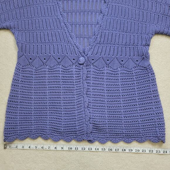 NWT JM Collection Woman 2X Short Sleeve Open Loose Knit Sweater1 Button V-Neck - Picture 7 of 9